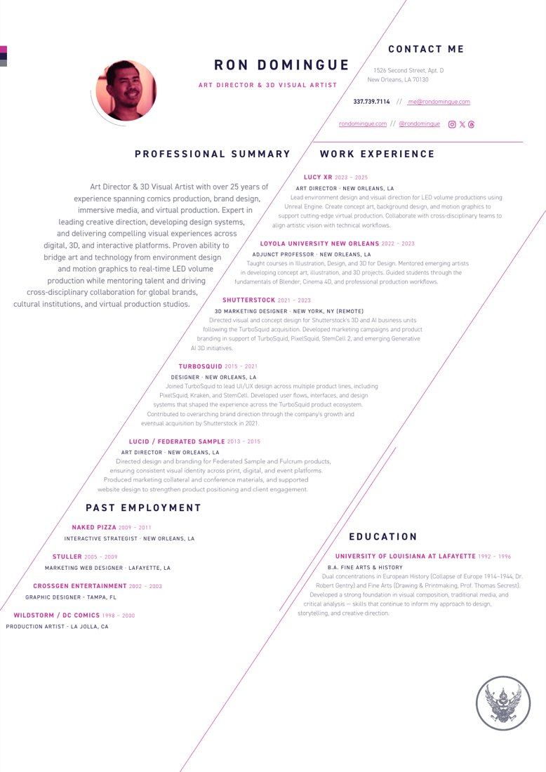 Preview of Ron Domingue's resume page 1