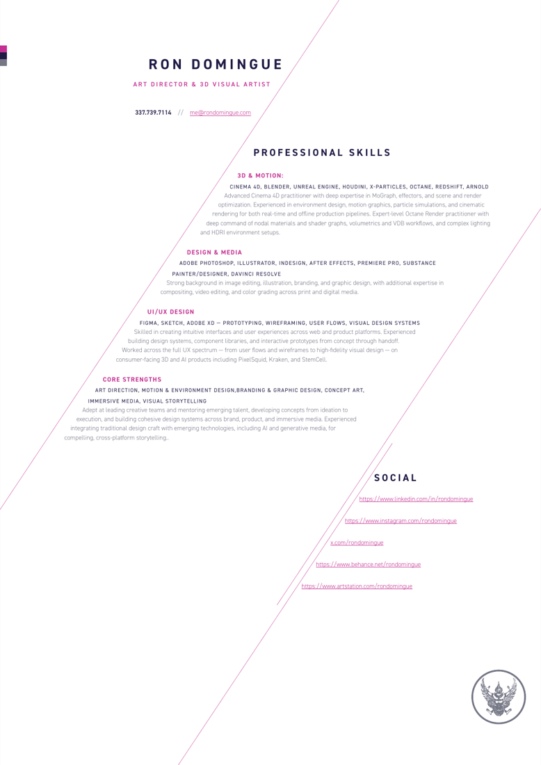 Preview of Ron Domingue's resume page 2