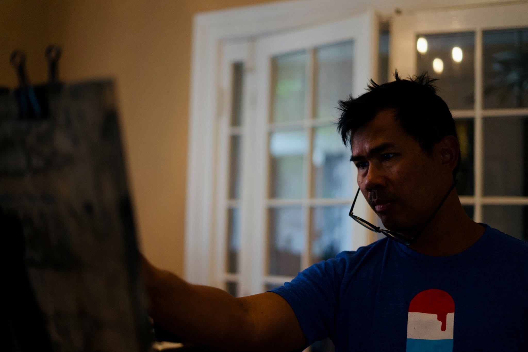 Ron Domingue working at a computer