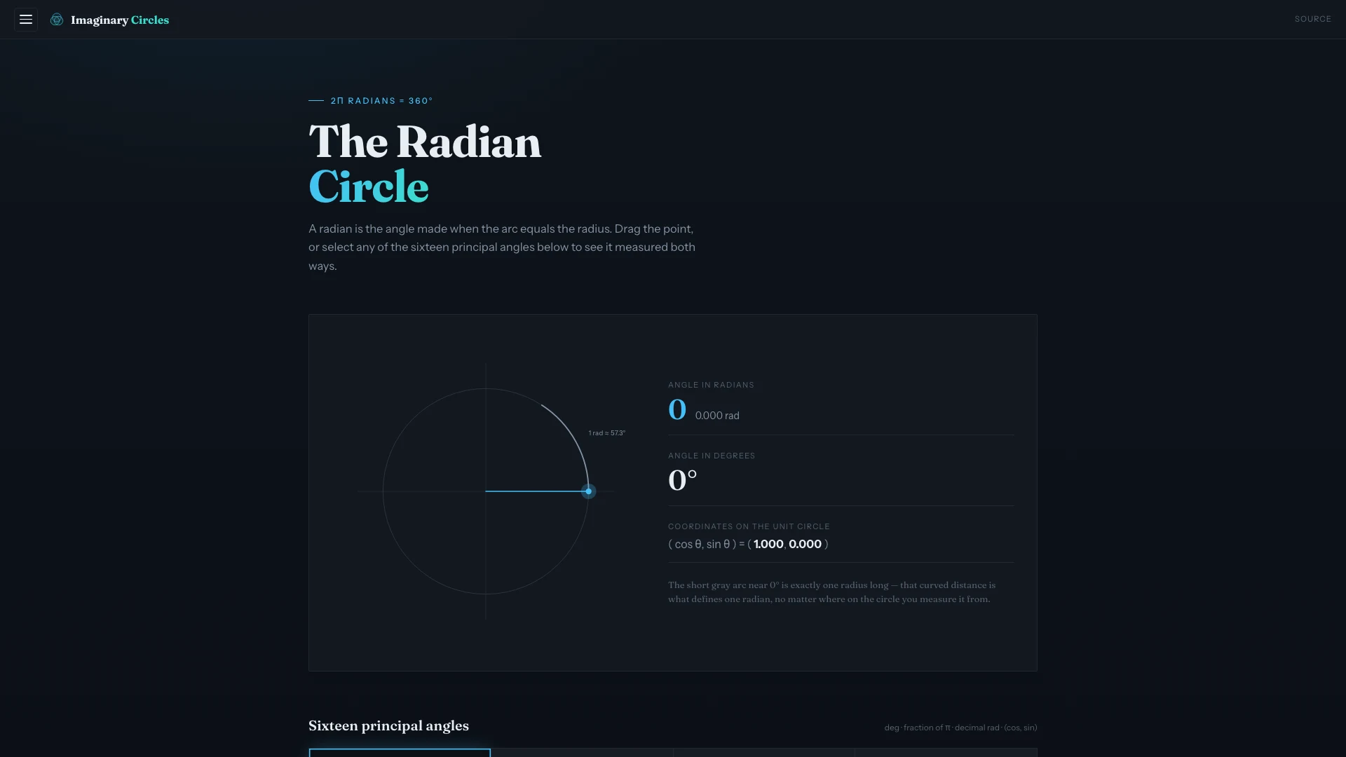 Radian Circle interactive study screenshot