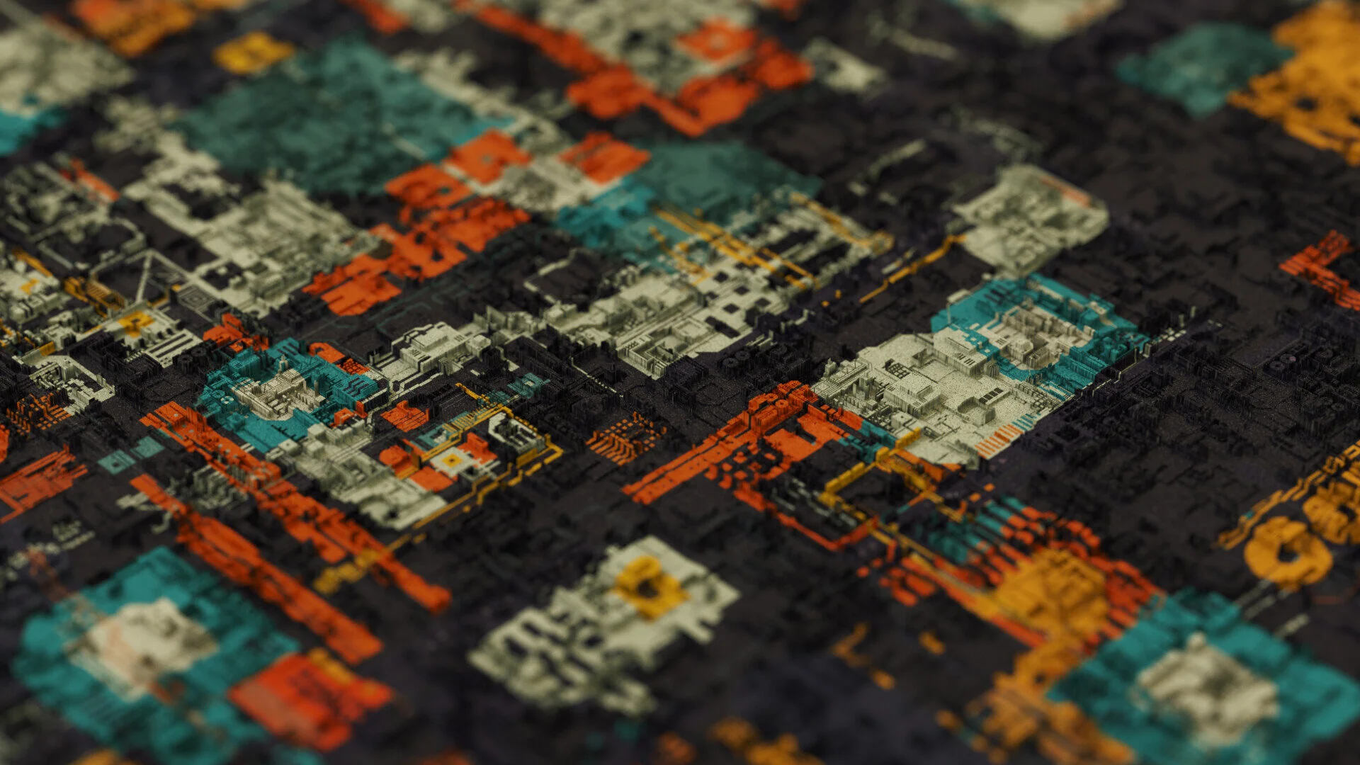 Abstract procedural displacement study with layered ridged surfaces