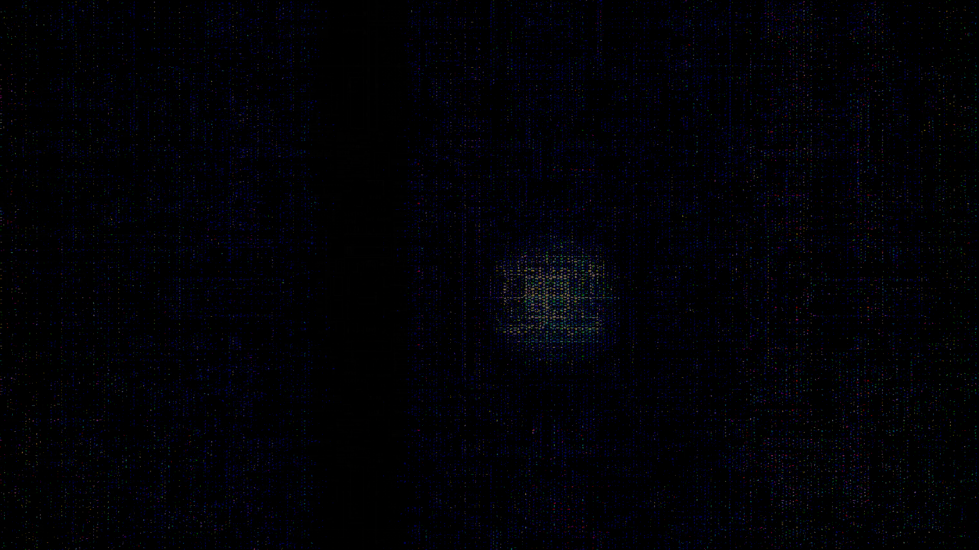 Dark blue audio-reactive signal field with sparse procedural traces
