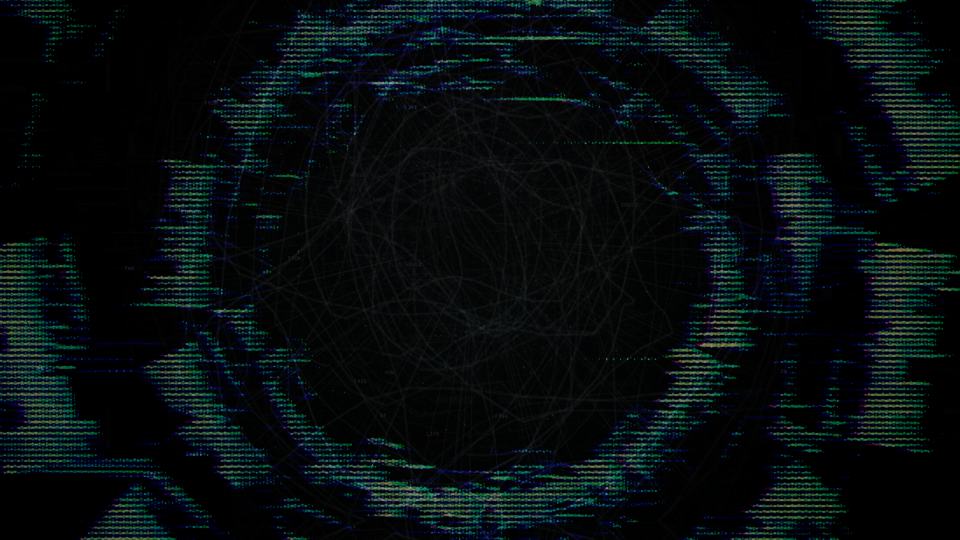 Circular procedural line network emerging from a dark signal map