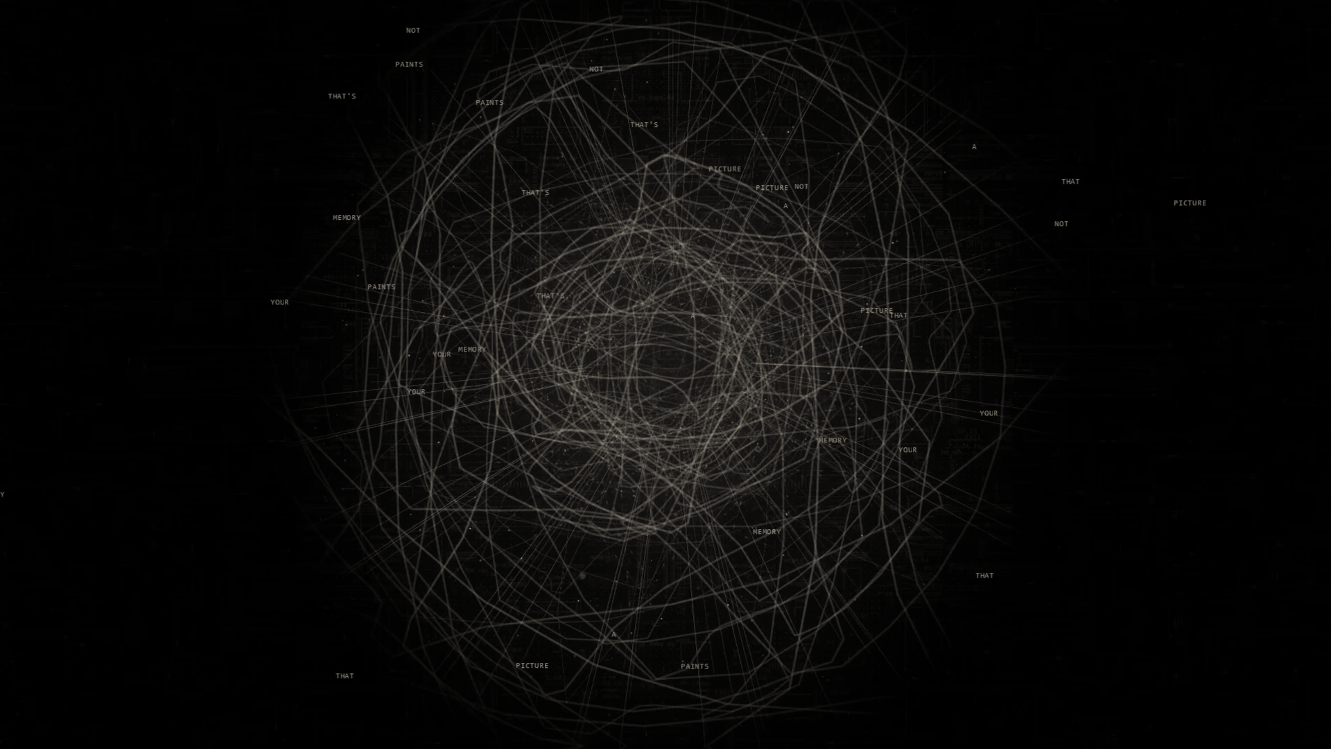 Dense reactive line structure with chromatic distortion over a dark map