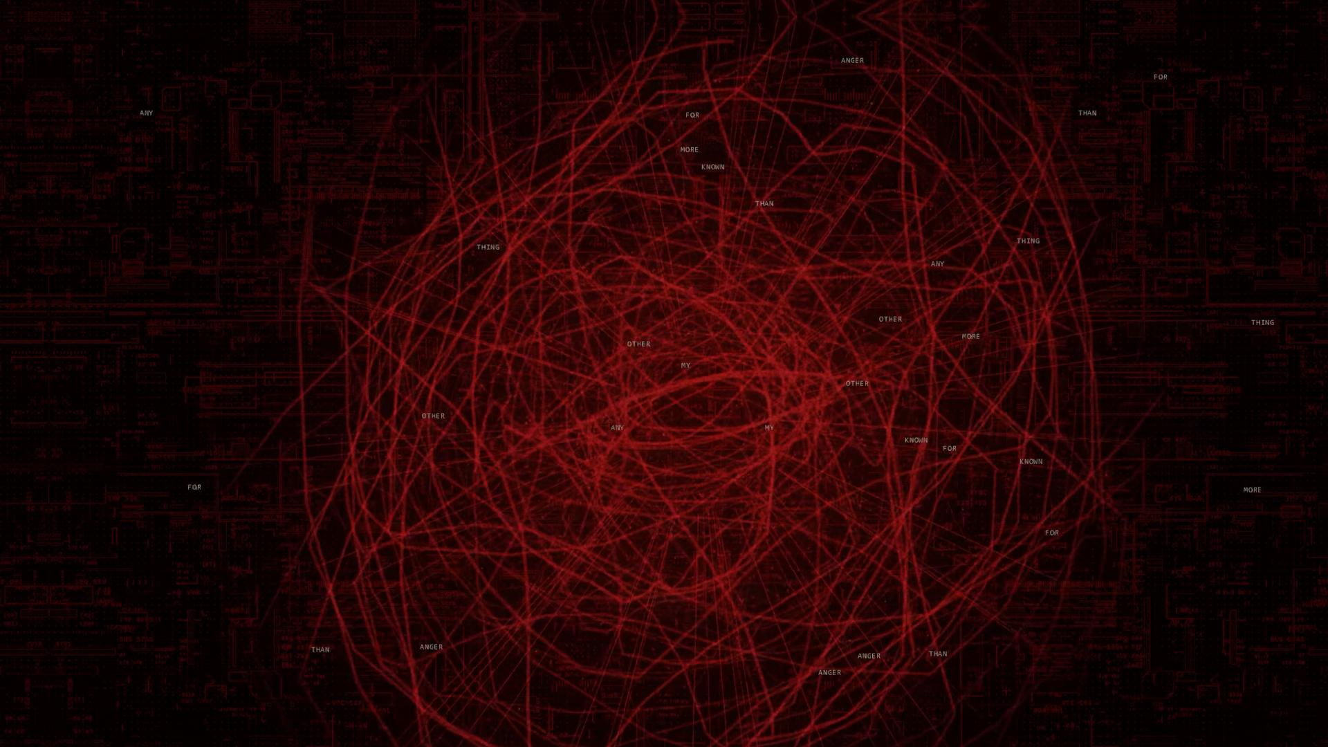 Bright circular web of procedural paths surrounding the word free