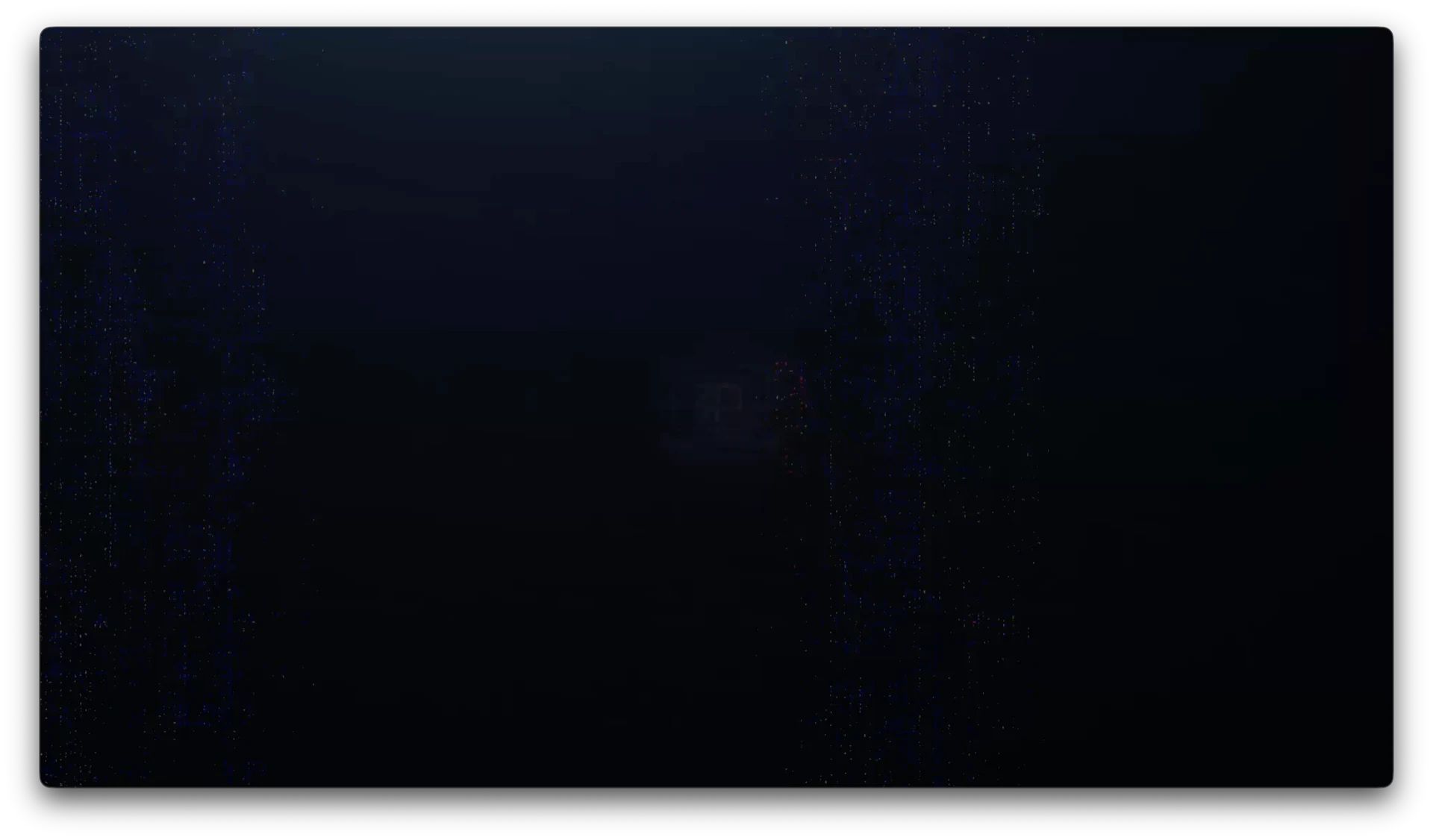Dark blue audio-reactive signal field with sparse procedural traces