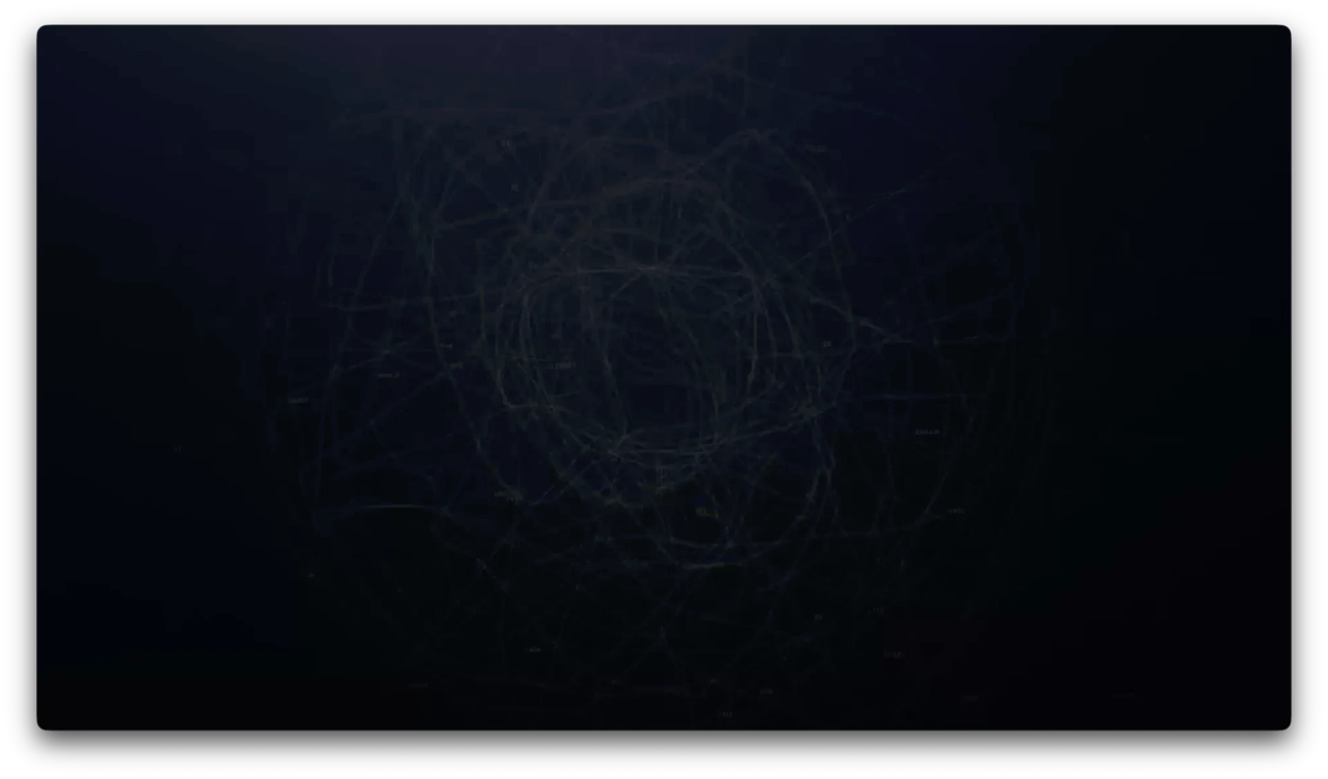 Circular procedural line network emerging from a dark signal map