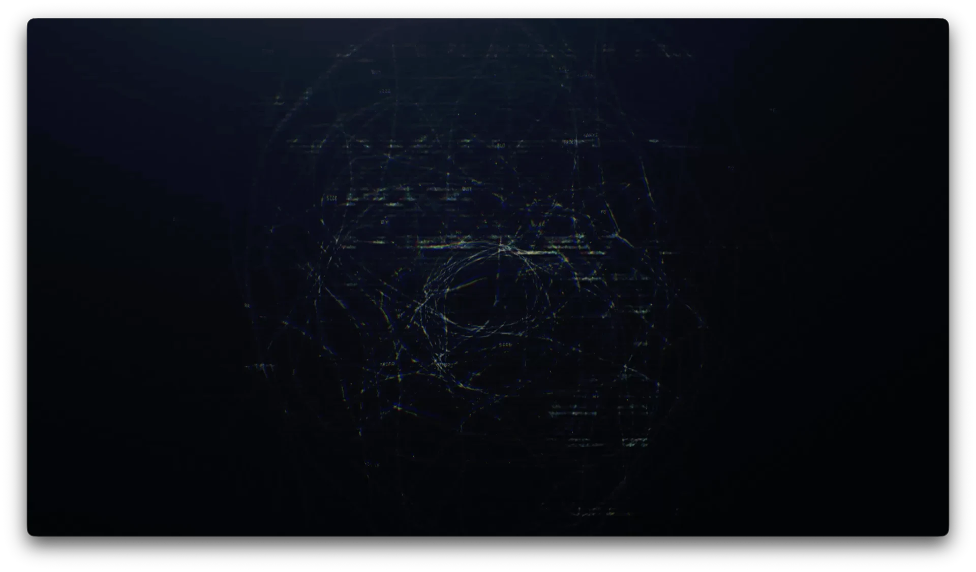 Dense reactive line structure with chromatic distortion over a dark map
